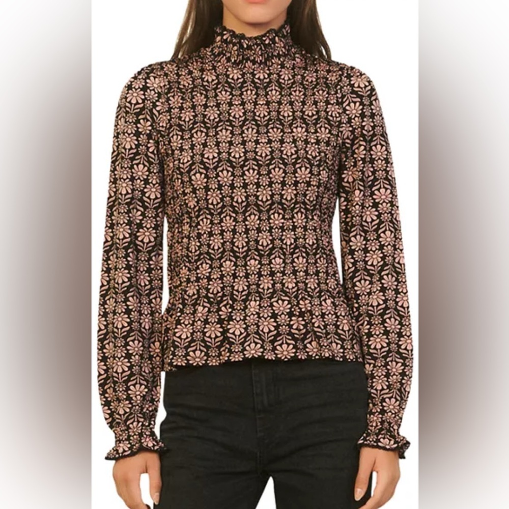 Sandro Marguerite floral smocked top